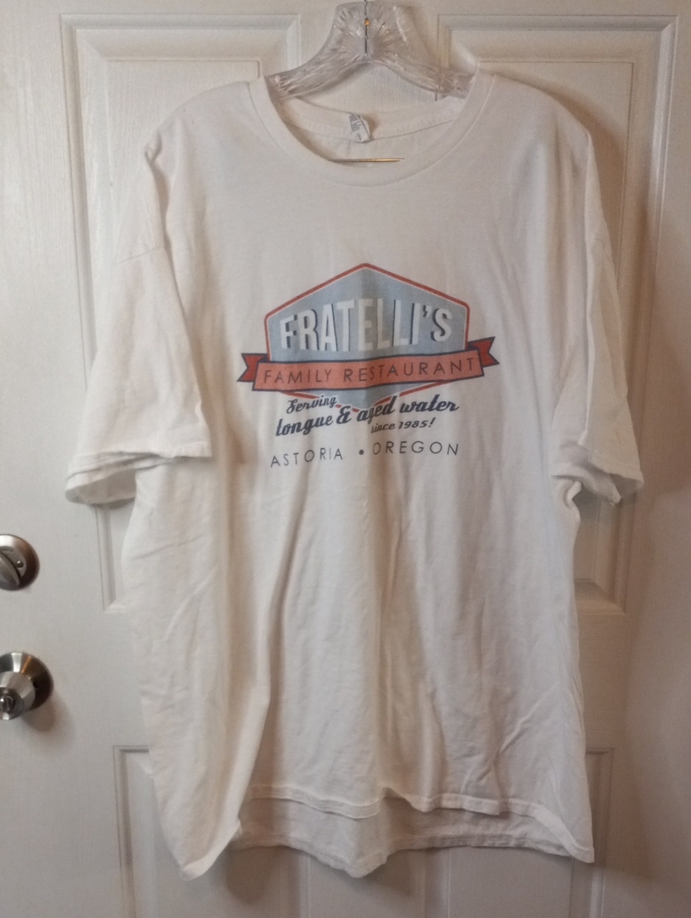 the Goonies Fratelli's Family Restaurant white short sleeve t-shirt 3xl
